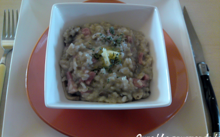 Le risotto lardons champignons