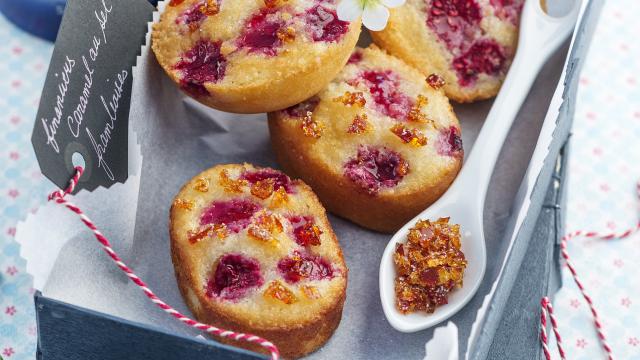 Financiers framboises et caramel croquant salé