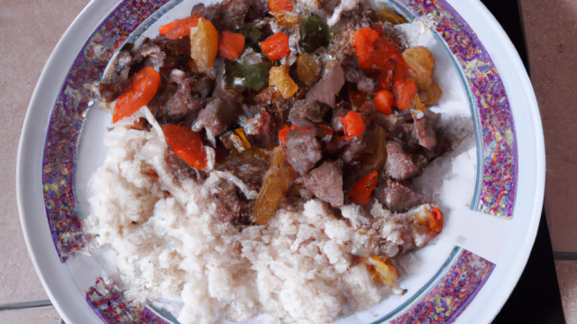 Riz sauté au bœuf et petits légumes