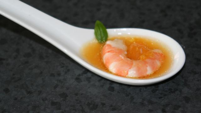 Crevettes marinées à l'orange et au gingembre