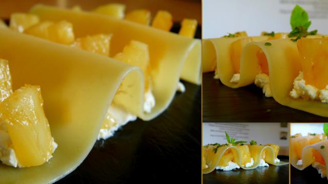 Lasagne aux ananas et cottage-cheese