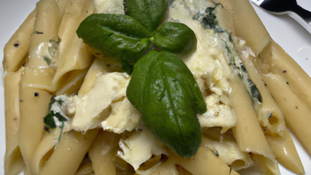 Penne aux 3 fromages et basilic