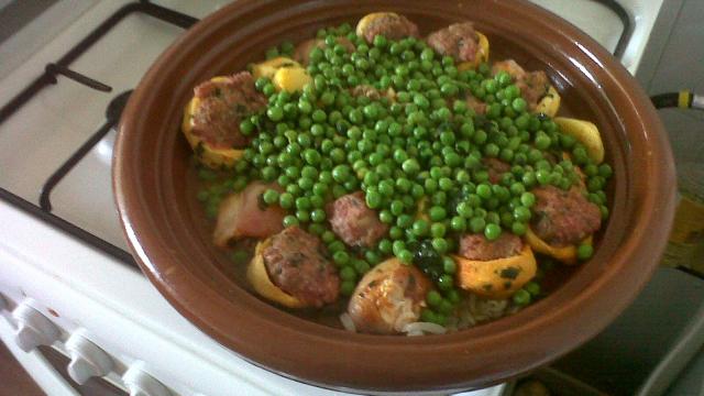 Tajine kefta et petits pois