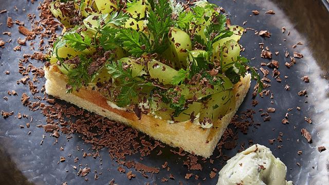 Quatre-quarts au tartare de raisins blancs, Frais Plaisir et cacao