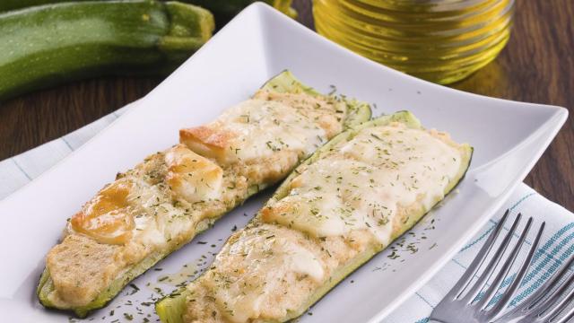 Courgettes farcies au saumon et Chavroux