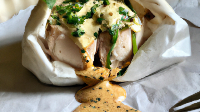 Papillote de dinde et sa légère sauce au chèvre