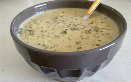 Velouté de lentilles et pommes de terre au fromage de chèvre