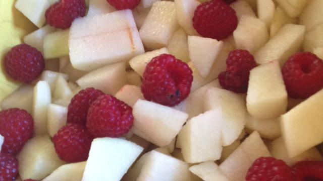 Crumble poires et framboises