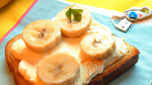 Tartine de fourme d'ambert sur son lit de banane