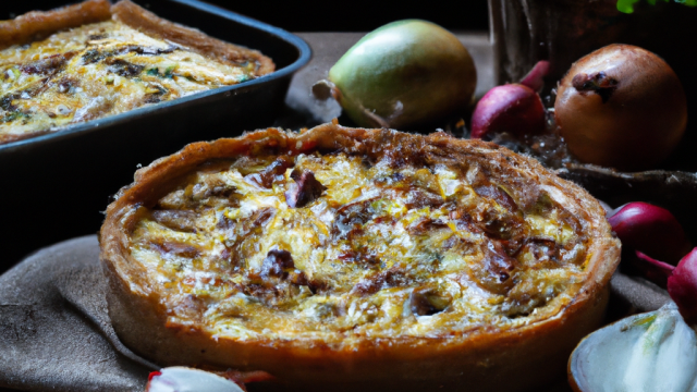 Quiche aux oignons et volaille