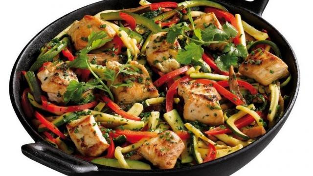 Wok de poulet et légumes du soleil