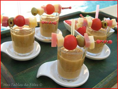 Gaspacho tomates avocat et ses brochettes