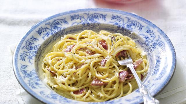 Spaghettis carbonara et parmesan