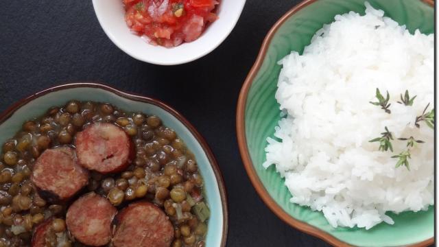 Lentilles saucisses à la Créole