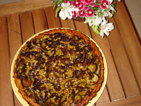 Tatin de courgettes aux pignons