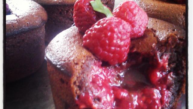 Fondant chocolat au cœur de framboise sans Lactose