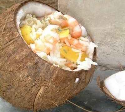 Salade noix de coco et crevettes