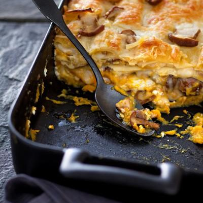 Lasagnes d'hiver aux cèpes et potimarron