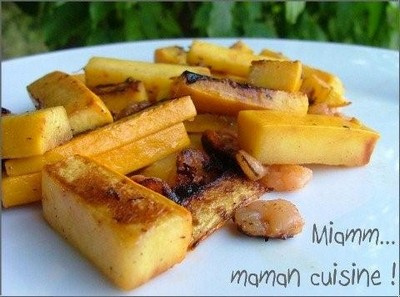 poêlée de courgettes jaunes & crevettes roses