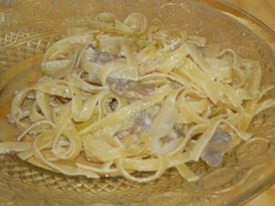 Tagliatelles poireaux et champignons
