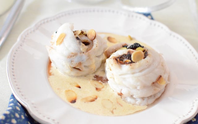 Roulé de cabillaud farci aux olives et aux amandes au Companion