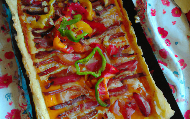 Tarte aux poivrons et lardons