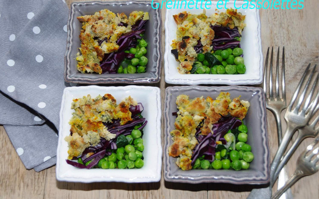 Petits Pois en crumble de Fourme d'Ambert