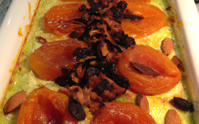 Gratin d'abricots secs à la pistache
