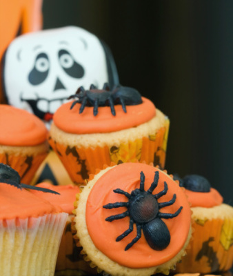 Cupcakes d'Halloween vanille et petites araignées
