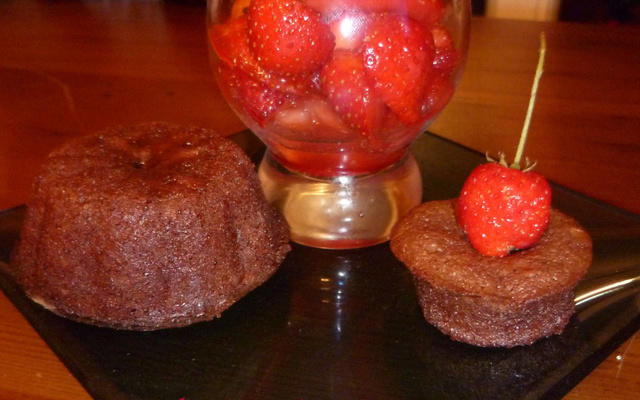 Fondant chocolat et son cœur rouge