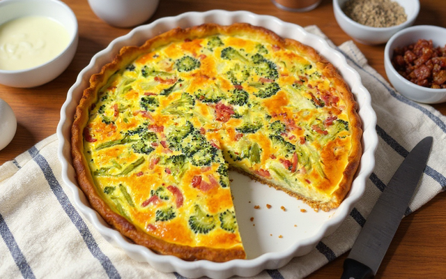 Quiche brocolis lardons