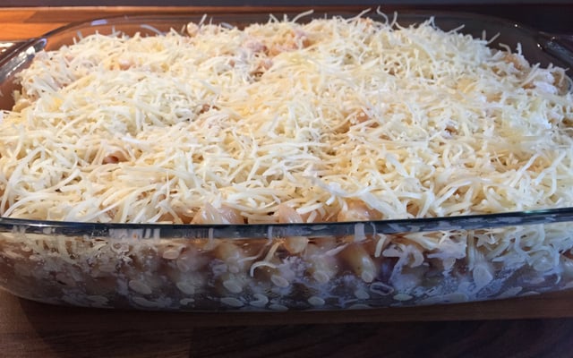 Gratin de pâtes lardons-mozzarella