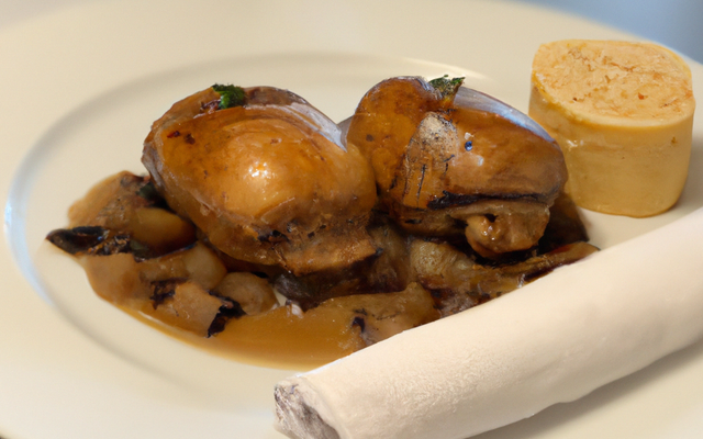 Caille rôtie en deux temps et sa pastillas au foie gras.