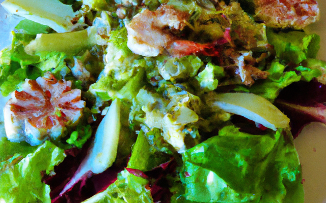 Salade de jeune laitue au vinaigre de riz et poissons marinés