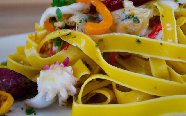 Tagliatelles de la mer aux poivrons