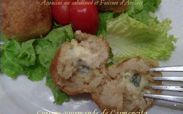 Arancini de cabillaud et Fourme d'Ambert