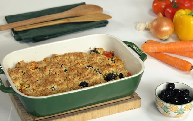 Crumble de légumes aux olives