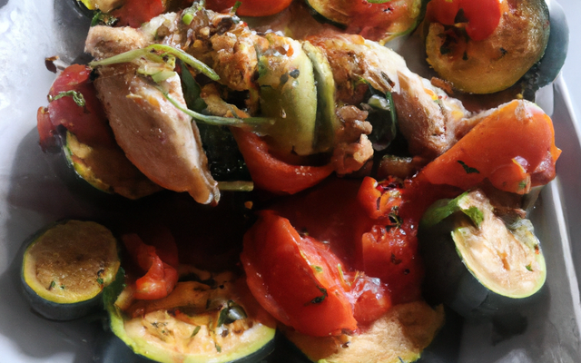 Poulet en papillote aux tomates et courgettes