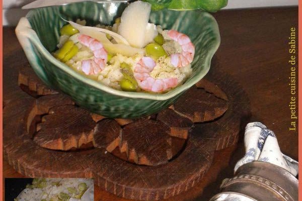 Risotto aux crevettes et aux fèves