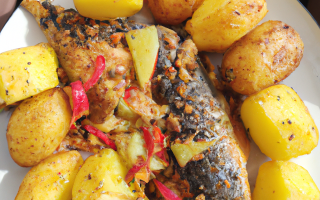 Maquereaux rôtis au paprika et écrasé de pommes de terre à la moutarde