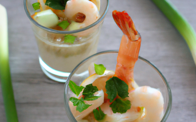 Poireaux aux crevettes en verrines