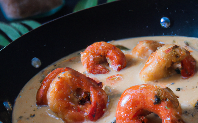 Crevettes à la sauce piquante et son lait de coco