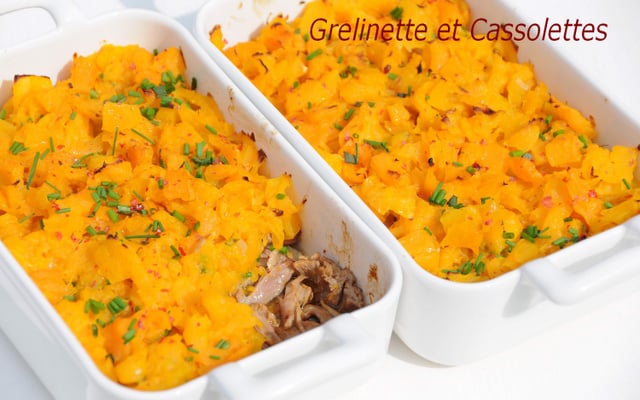 Parmentier de Blue Hubbard au Confit de Canard