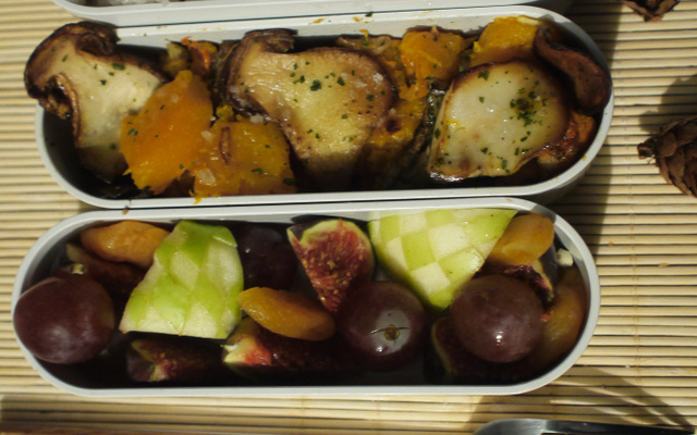 Courge butternut rotie aux cèpes et riz châtaigné