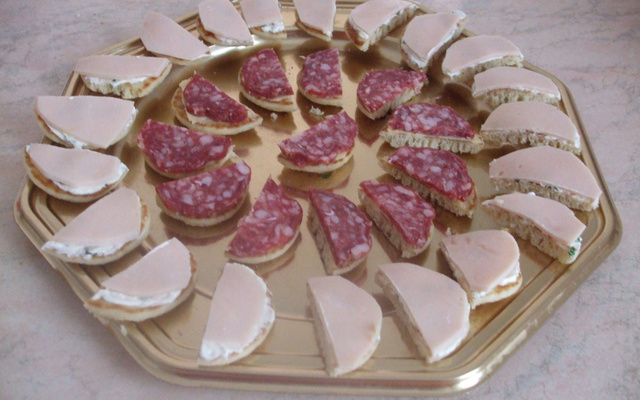 Blini rosette et blanc de poulet