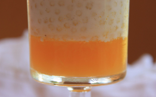 Perles du Japon, gelée d'orange et suprême mentholé