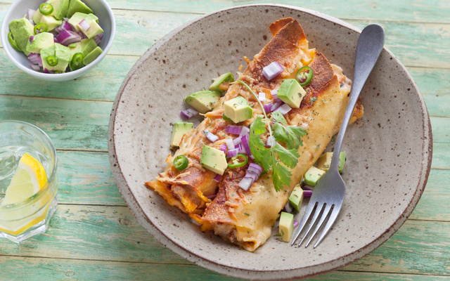 Enchiladas parfumés au bœuf, oignon et avocat