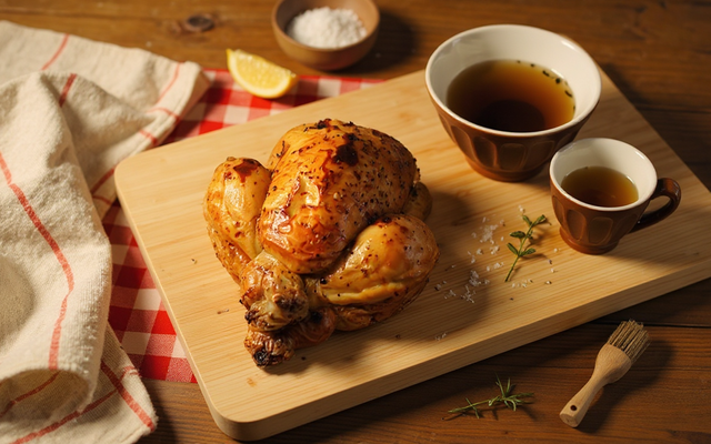 Coquelet à la peau qui croustille