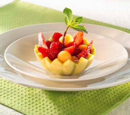 Nage de melon au vin liquoreux aromatisé à la chicorée