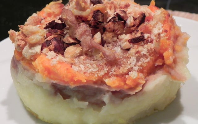 Parmentier de chataignes, carottes aux noisettes